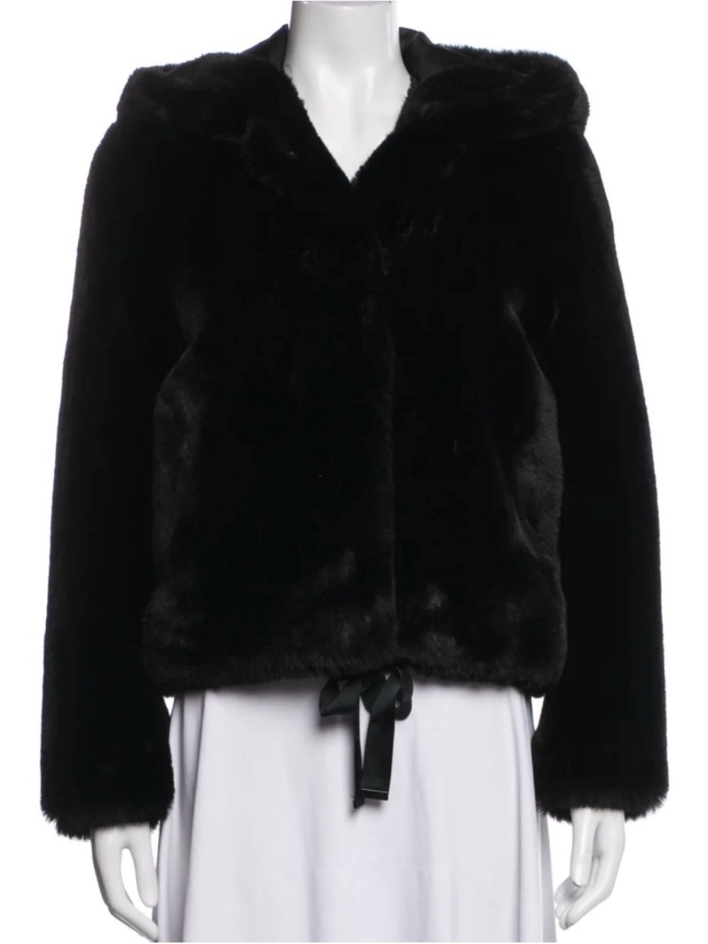 Sandro Black Faux-Fur Hooded Teddy Jacket